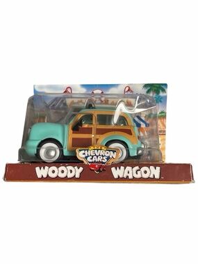 Vintage 1999 Chevron Gas Woody Wagon Toy Car Collectible Surf Nostalgia Station